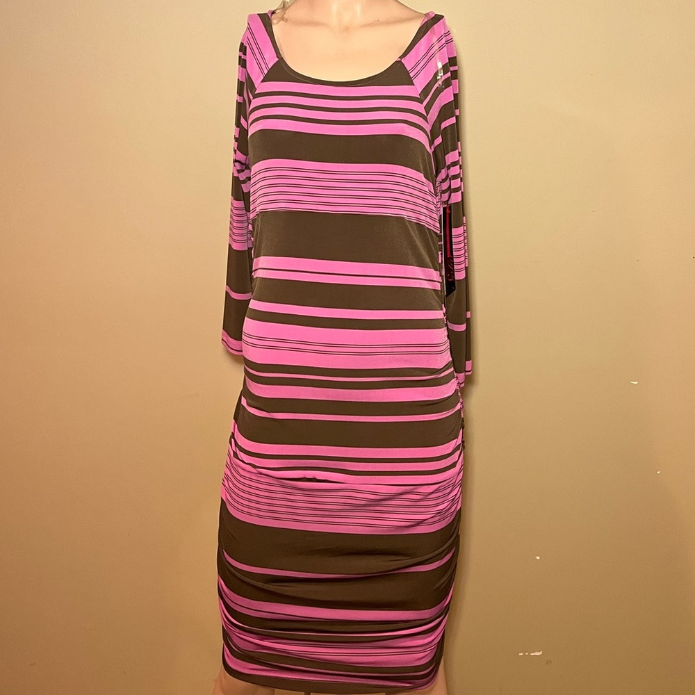 Sofia Vergara Pink and Brown Long Sleeve Dress. Size: M